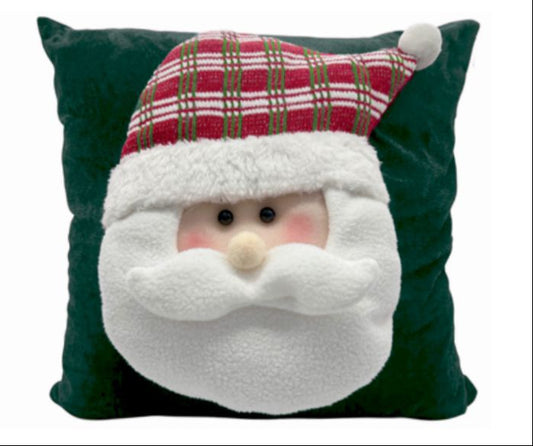 Capa de Almofada Natal Decorativa Veludo Papai Noel Verde