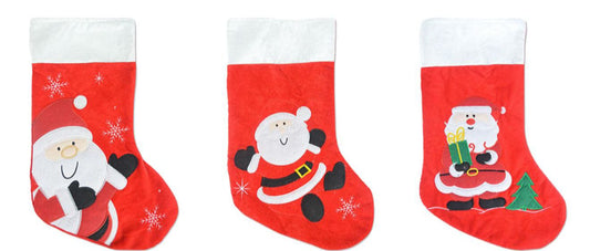 Meia de Natal Papai Noel 40cm Vermelha Sortido