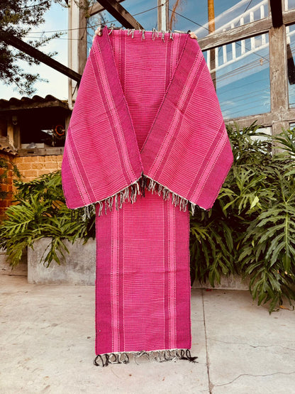 Jogo de Passadeira com 3 Peças Malha Rosa Pink