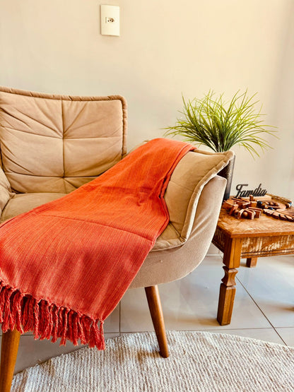 Manta para Sofá Básica Gigante Casal Laranja Mesclada 1,80x2,20m