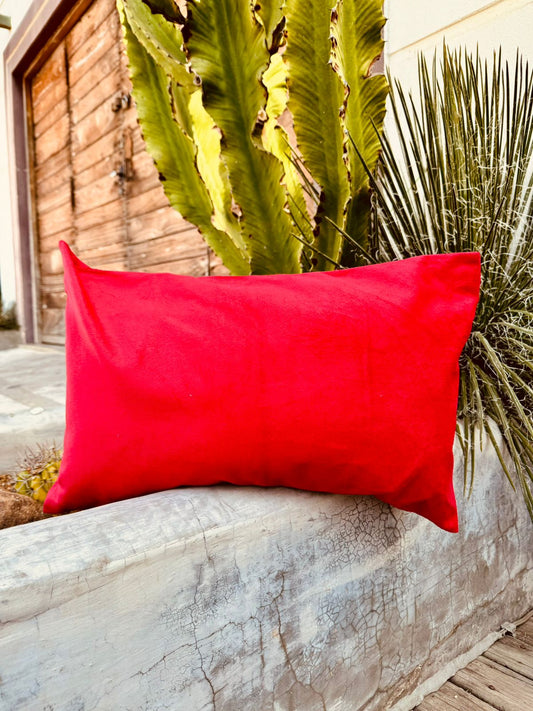 Capa de Almofada Retangular Suede Lisa Vermelha - 30x50