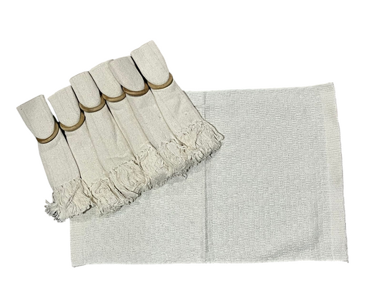 Kit De Jogo Americano, Guardanapo e Argola 6 lugares Cru