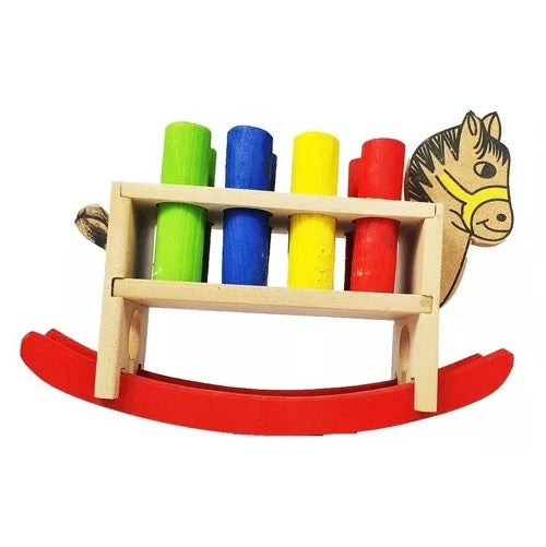 Brinquedo Cavalinho Balanço Com Pinos Encaixe Coloridos
