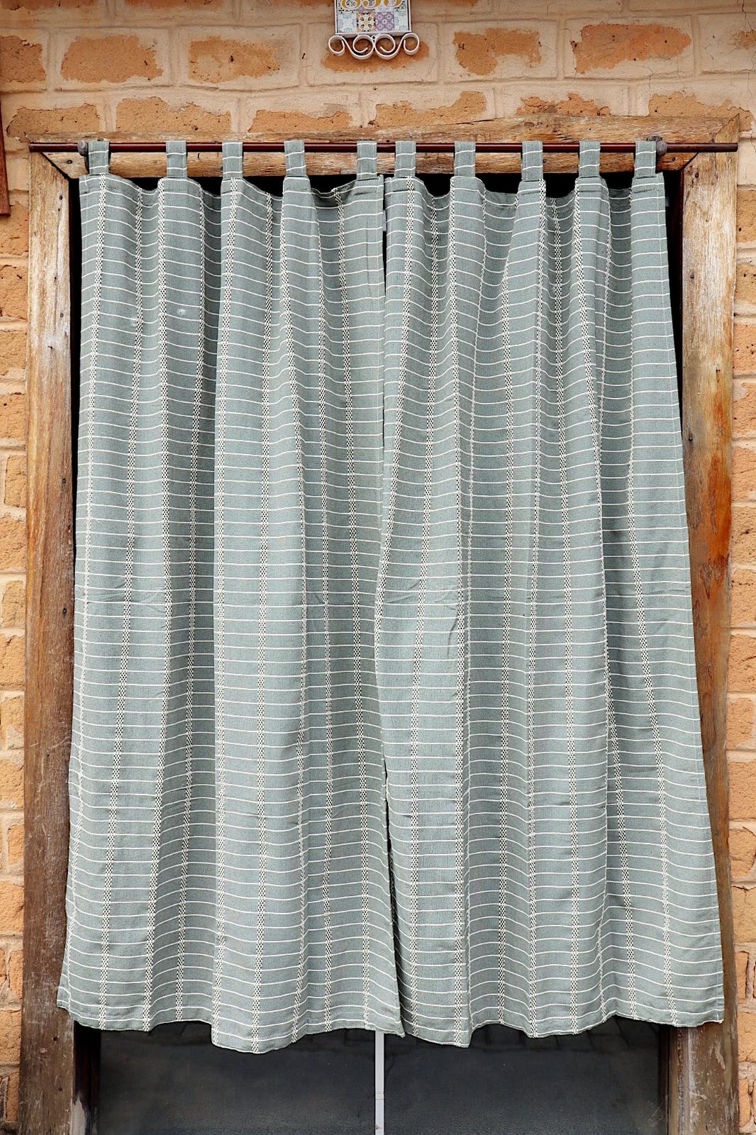 Cortina Algodão Havana Verde Com Alça 1,80x2,00m