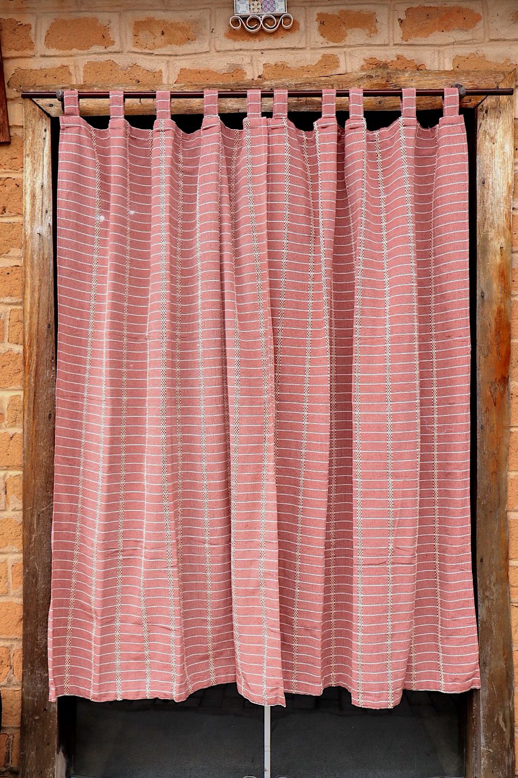 Cortina Algodão Havana Terracota Com Alça 1,80x2,00m