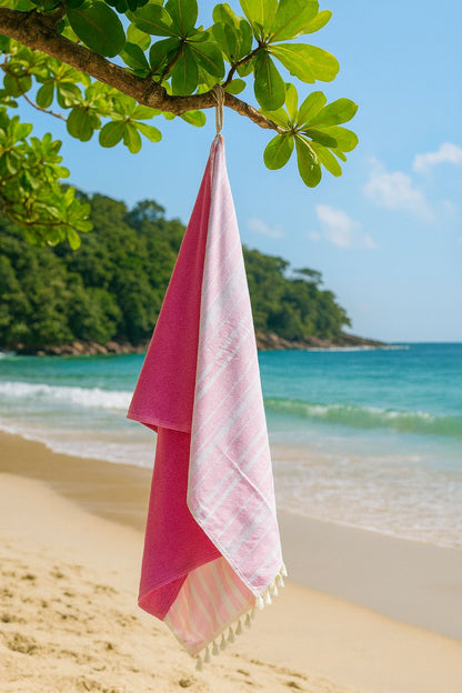Toalha Canga Dupla Face com Tecido Impermeável Belize Rosa