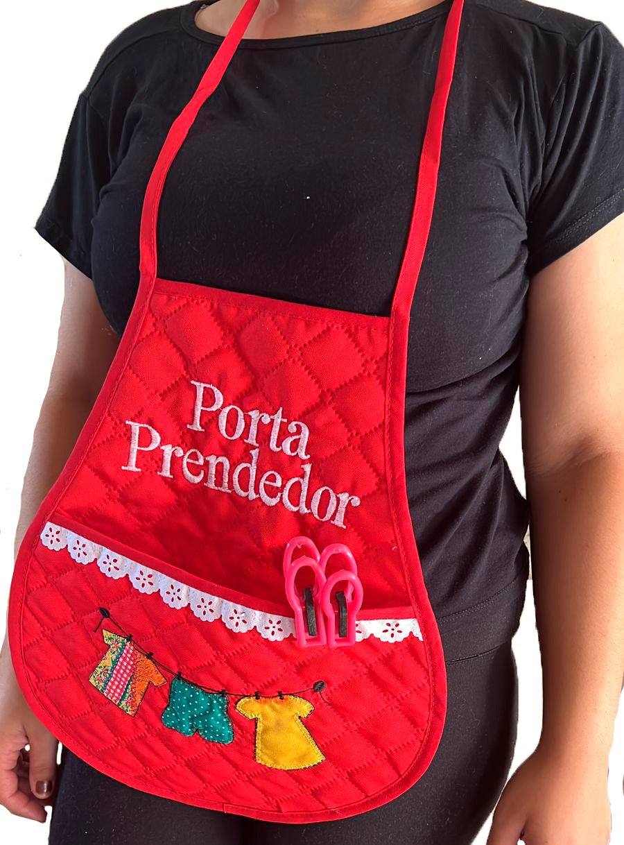 Avental Porta Prendedor de Roupas Vermelho