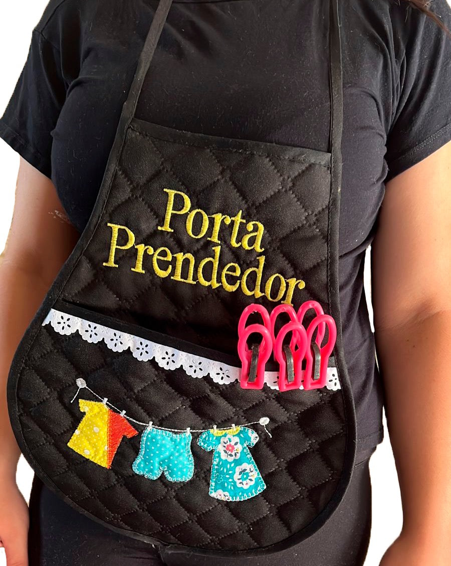 Avental Porta Prendedor de Roupas Preto