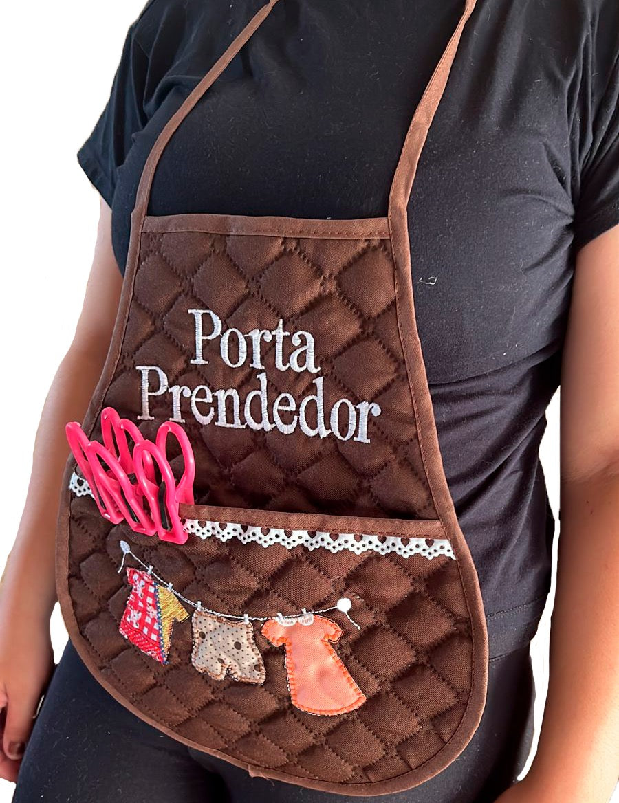 Avental Porta Prendedor de Roupas Marrom