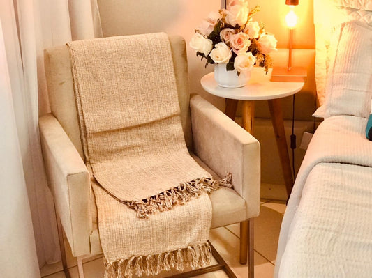 Manta para Sofá/Cama Solteiro Mesclada Caramelo 1,4x2,2m