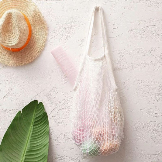 Bolsa Sacola De Rede Vazada Praia Branca
