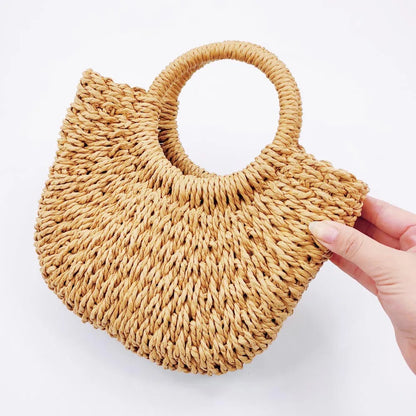 Mini Bolsa de Palha Meia-Lua