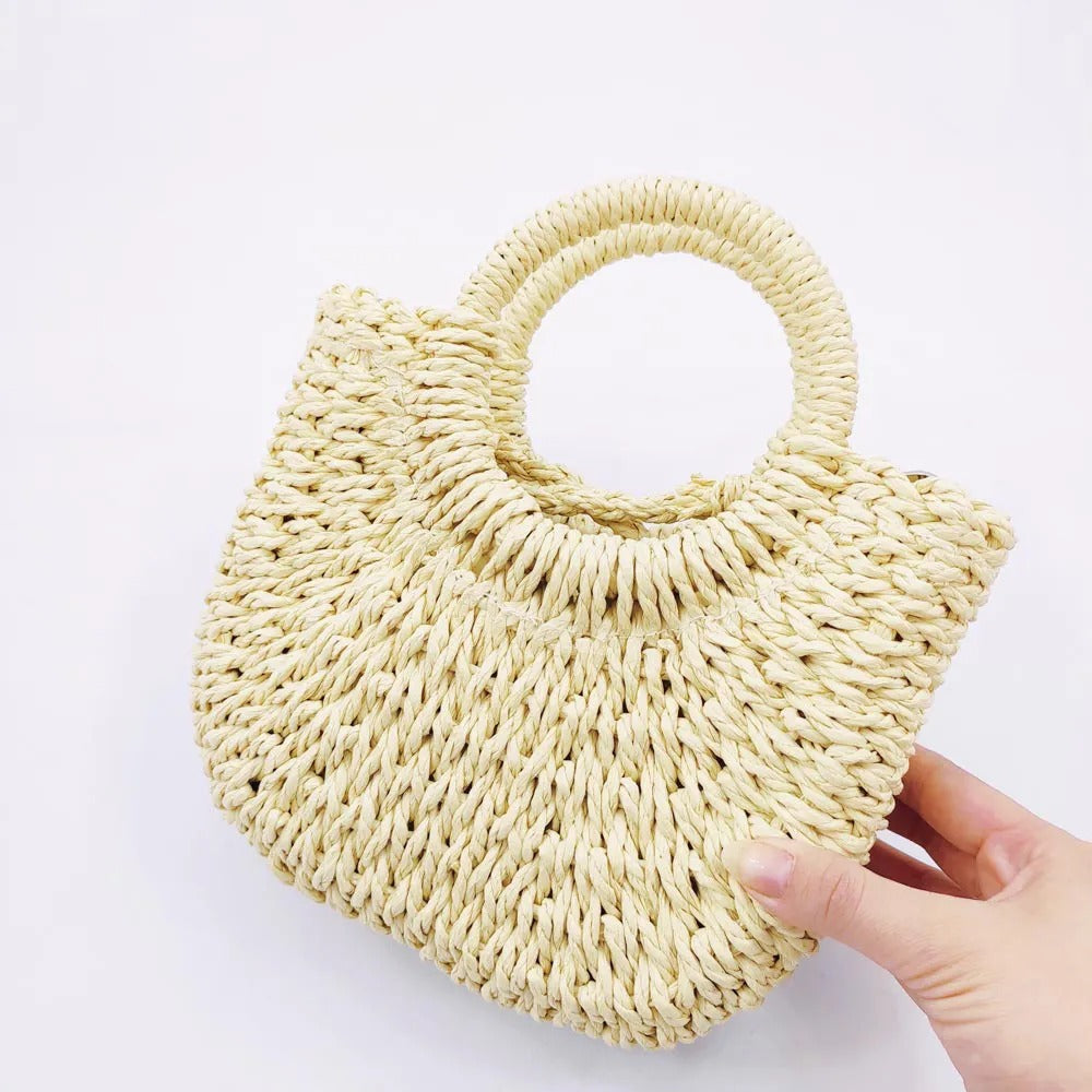 Mini Bolsa de Palha Meia-Lua