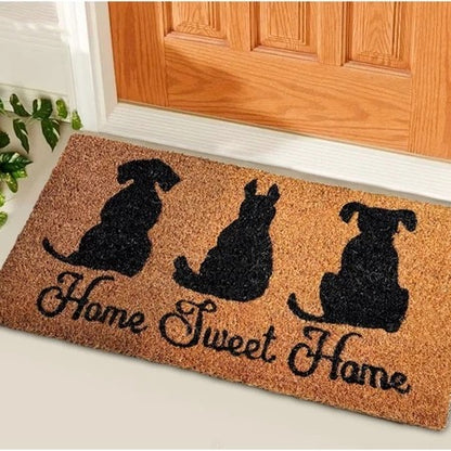 Tapete Bem Vindo Fibra de Coco Antiderrapante Home Sweet Home Cachorro
