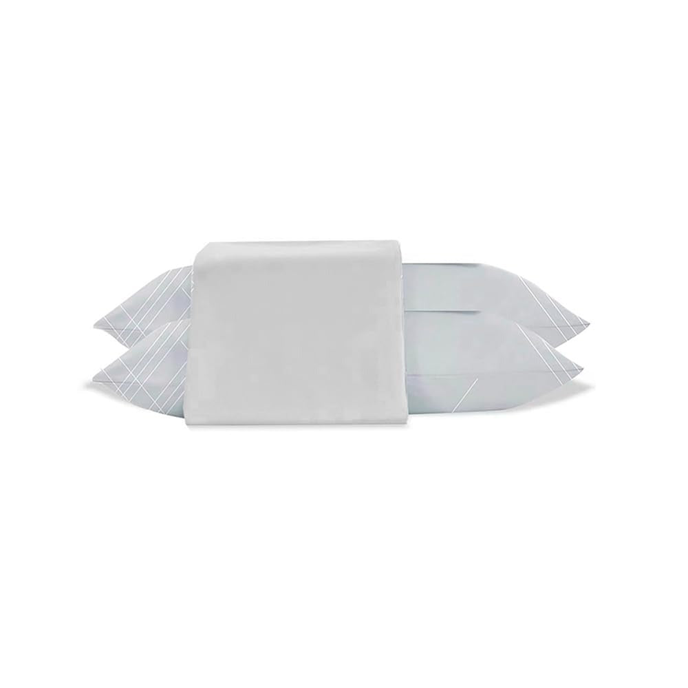 Jogo de Cama Jolitex Lençol Queen 3 Peças Cinza Riscado