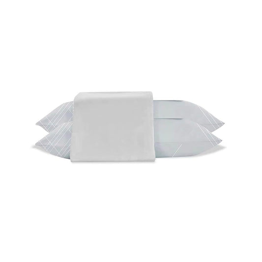 Jogo de Cama Jolitex Lençol Queen 3 Peças Cinza Riscado