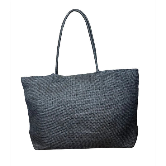 Bolsa Sacola Juta Tote de Praia Preta