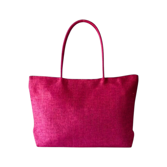 Bolsa Sacola Juta Tote de Praia Rosa