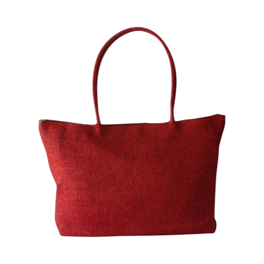 Bolsa Sacola Juta Tote de Praia Vermelha