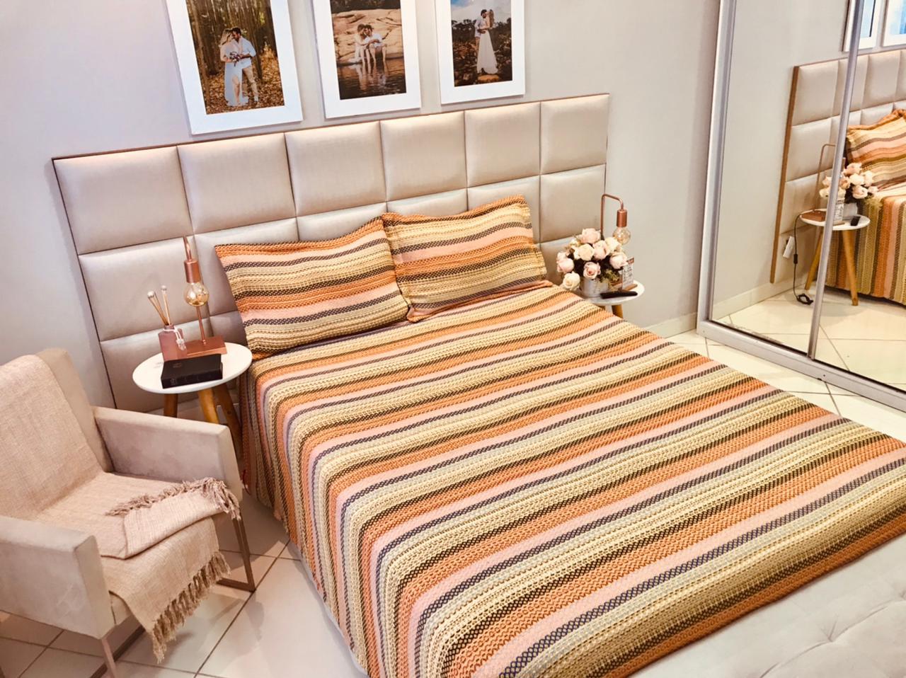 Kit Colcha Indiana + Porta Travesseiros King Mostarda