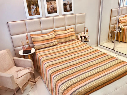 Kit Colcha Indiana + Porta Travesseiros King Mostarda