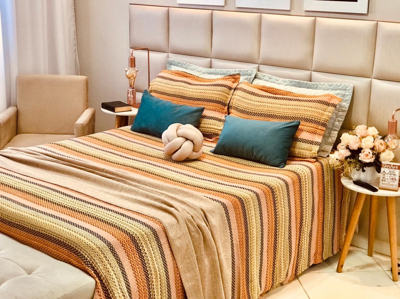 Kit Colcha Indiana + Porta Travesseiros King Mostarda