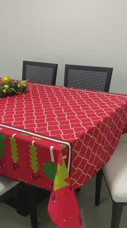 Toalha de Mesa Natal Oxford Árvores Geométrica 1,40x2,20m