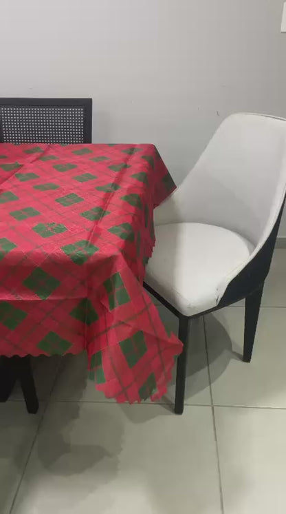 Toalha de Mesa Natal Oxford Xadrez Vermelha 1,40x2,20m