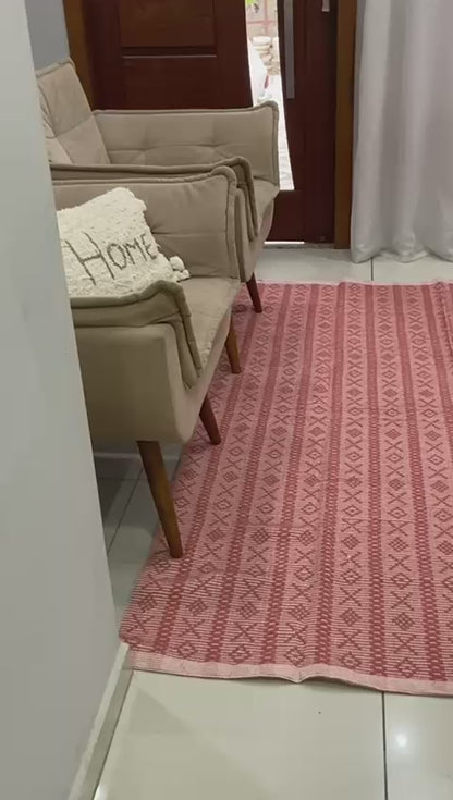 Tapete Itatiaia Listrado Algodão Terracota 1,50x2,00m