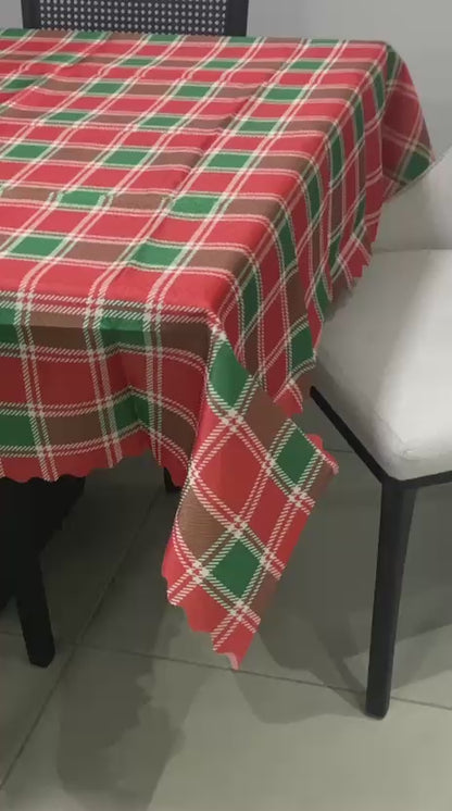 Toalha de Mesa Natal Oxford Xadrez Vermelha e Verde 1,40x2,20m