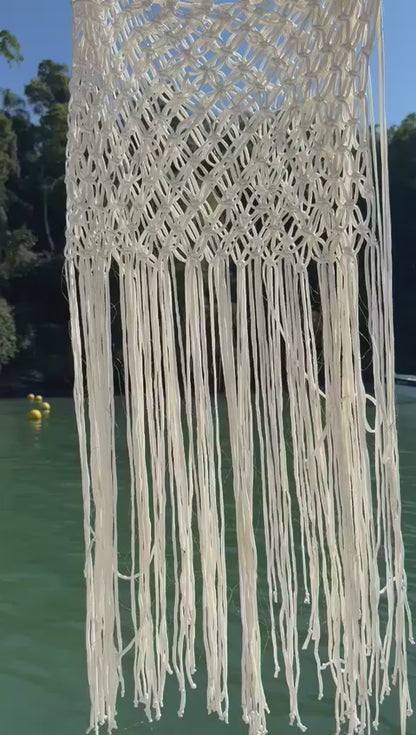 Saída de Praia Crochê Macramê Luxo em Malha Cru com Lurex Dourado