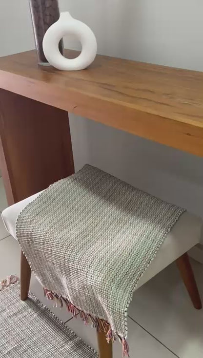 Par de Tapete de Malha Liso Verde Claro