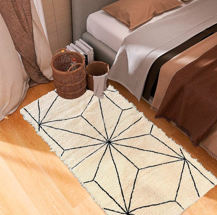 Tapete Médio Algodão Bordado Estrela 1,00x1,50m