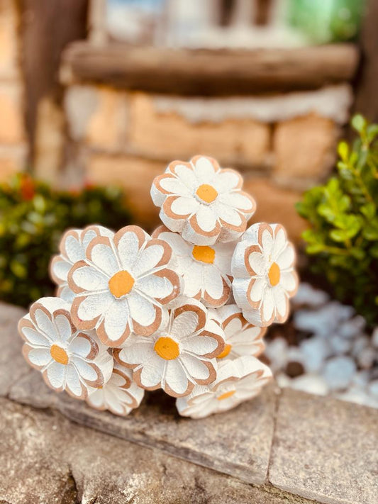 Buquê De Flor Madeira Branco G