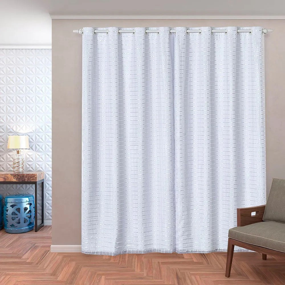 Cortina de Vual Quadriculada com Blackout Branca 5,40mx2,60m