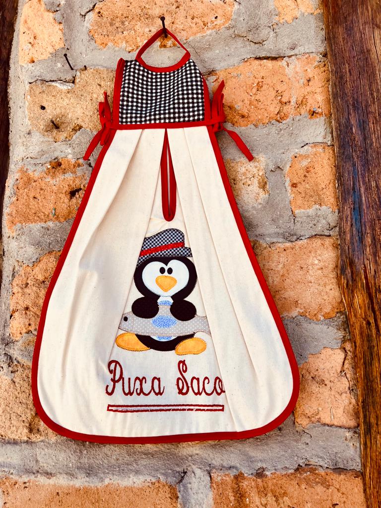 Puxa Saco Algodão Pinguim Vermelho