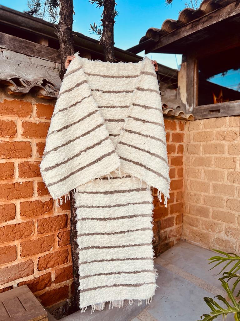 Jogo de Passadeira Felpudo Camurça Listra Fina G