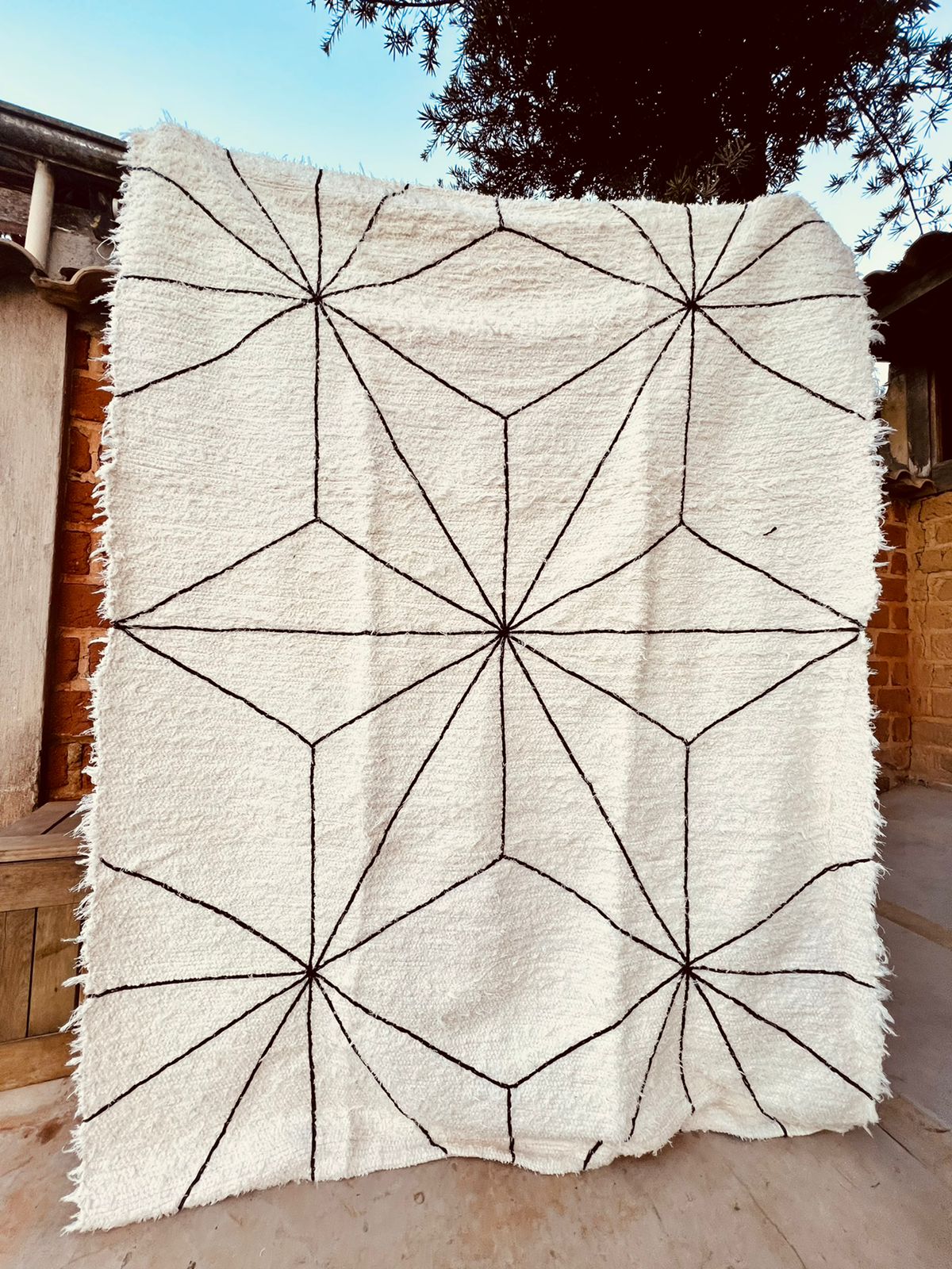 Tapete Algodão Bordado Estrela 2,00x2,50m