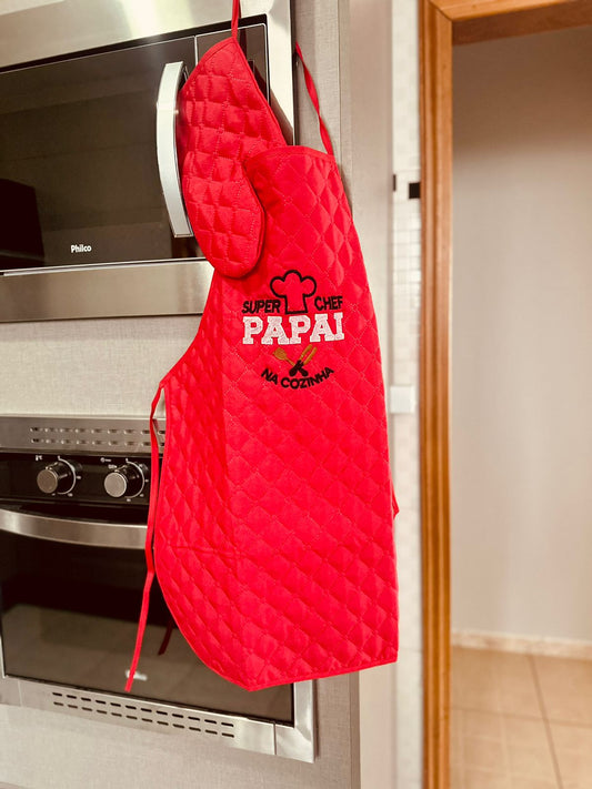 Avental de Cozinha + Luva Super Chef Papai