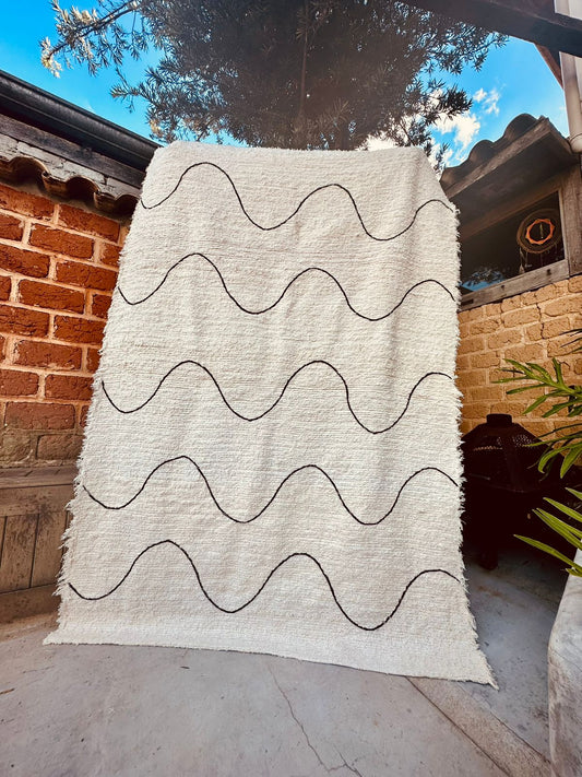 Tapete Algodão Bordado Ondas 2,00x2,50m