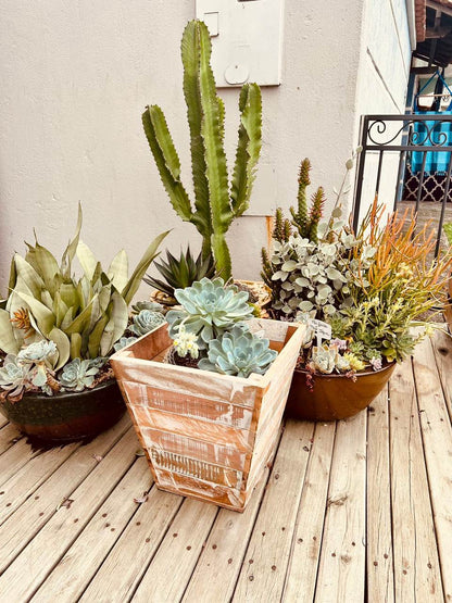 Cachepô em Madeira de Demolição G