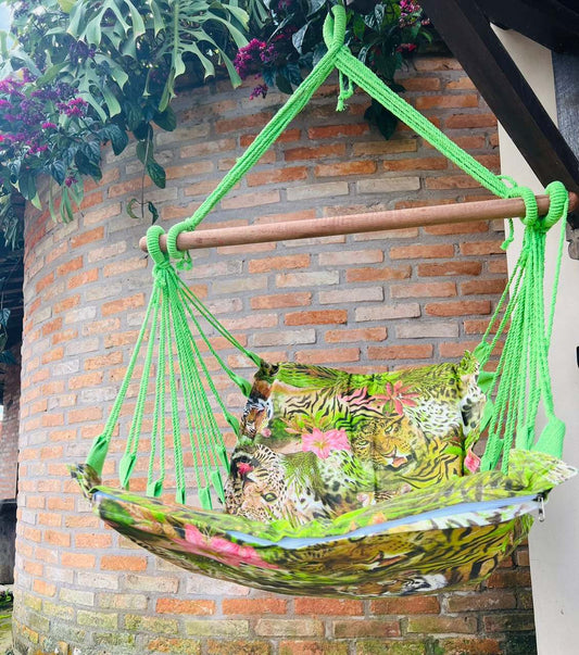 Rede Cadeira De Balanço Comum Estampada Verde