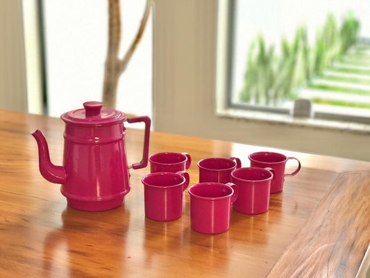 Kit 7 Peças Alumínio Esmaltado Rosa