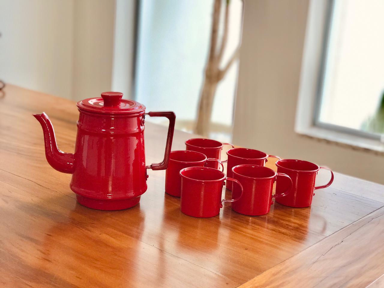 Kit 7 Peças Alumínio Esmaltado Vermelho