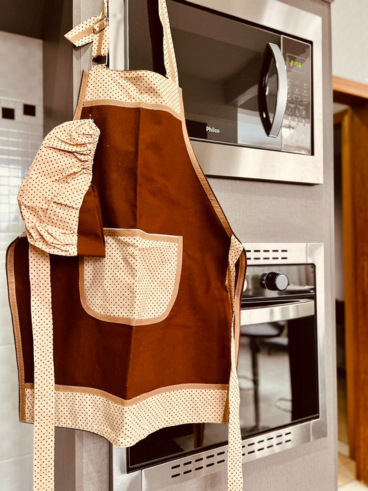 Kit Avental de Cozinha + Touca Bege