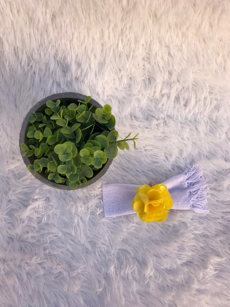Kit Porta Guardanapo Flor De Cetim 6 peças Amarelo