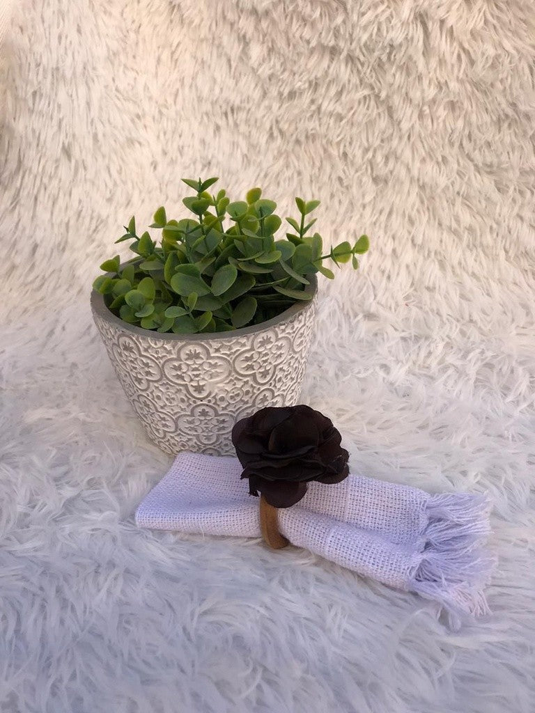 Kit Porta Guardanapo Flor De Cetim 6 peças Marrom Escuro