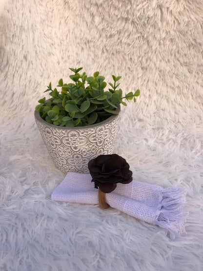Kit Porta Guardanapo Flor De Cetim 6 peças Marrom Escuro