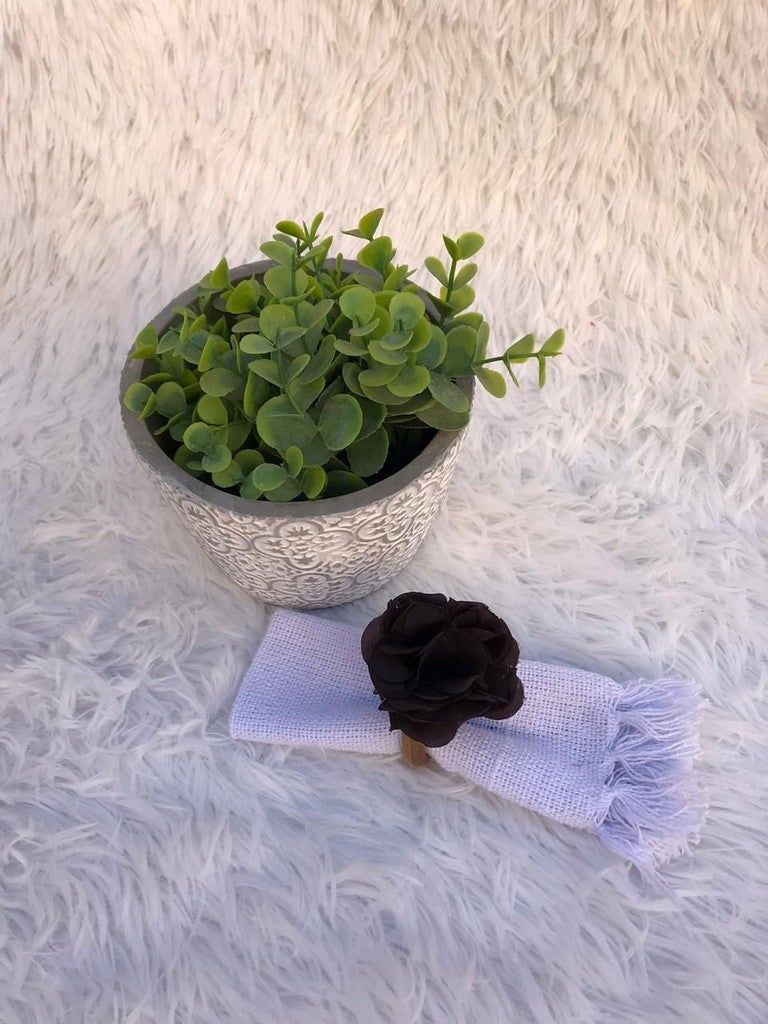 Kit Porta Guardanapo Flor De Cetim 6 peças Marrom Escuro