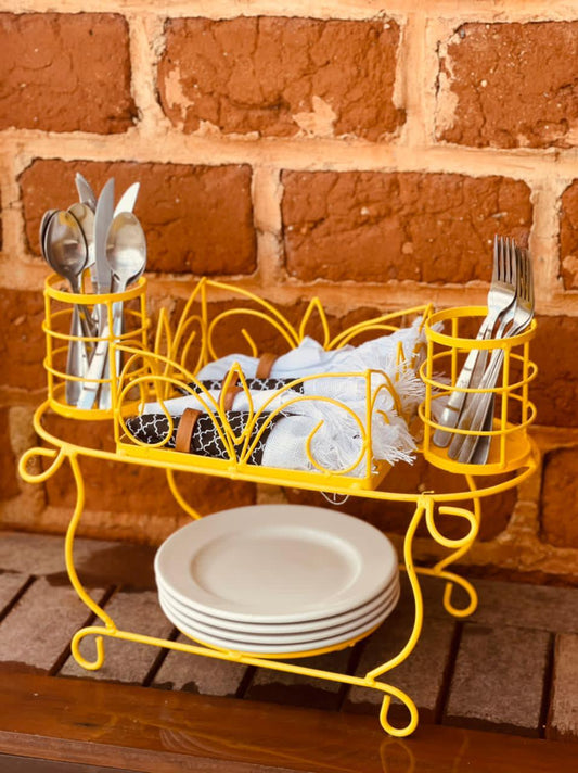 Paneleiro De Mesa Em Ferro Amarelo